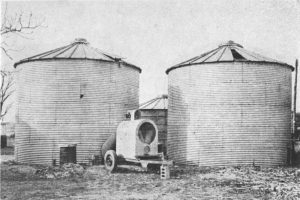 old picture of grain bins